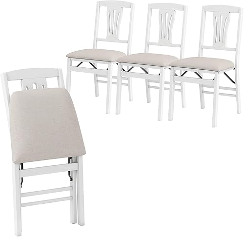 GOFLAME Juego de 4 sillas de comedor plegables, sillas de cocina de madera con cómodos asientos acolchados, marco de madera de goma, sillas de