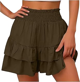 2025, Color Sólido Sexy Pantalones Cortos Anchos con Vertical Casual Pantalones de Bikini de las Señoras Sexy, marrón, L