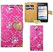 Produktbild FoneExpert® Huawei Ascend Y330 Handy Tasche, Bling Diamant Hülle Wallet Case Cover Hüllen Etui Ledertasche Premium Lederhülle Schutzhülle für Huawei Ascend Y330 (Rosa)