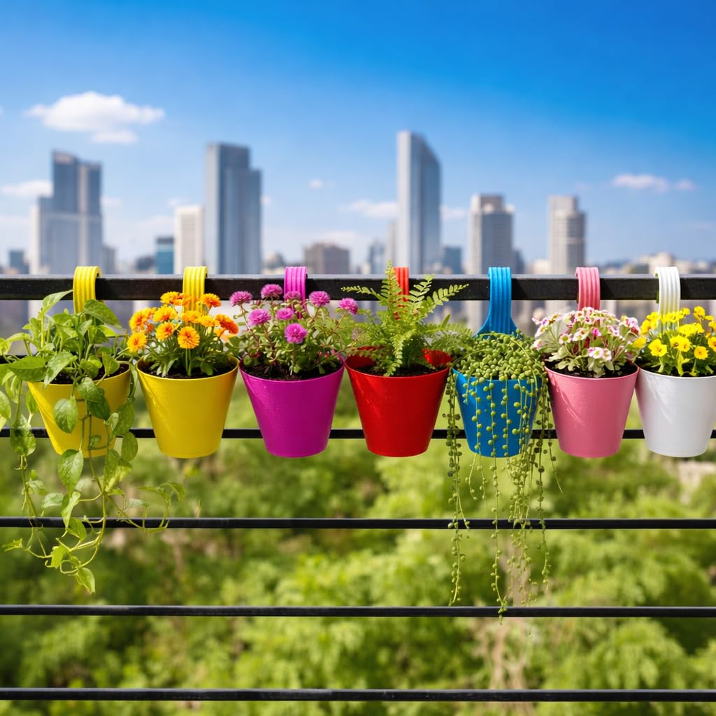 Go Hooked Railing Planters - 3 Hanging Flower Pots -11 Go Hooked Railing Planters - 3 Hanging Flower Pots -11