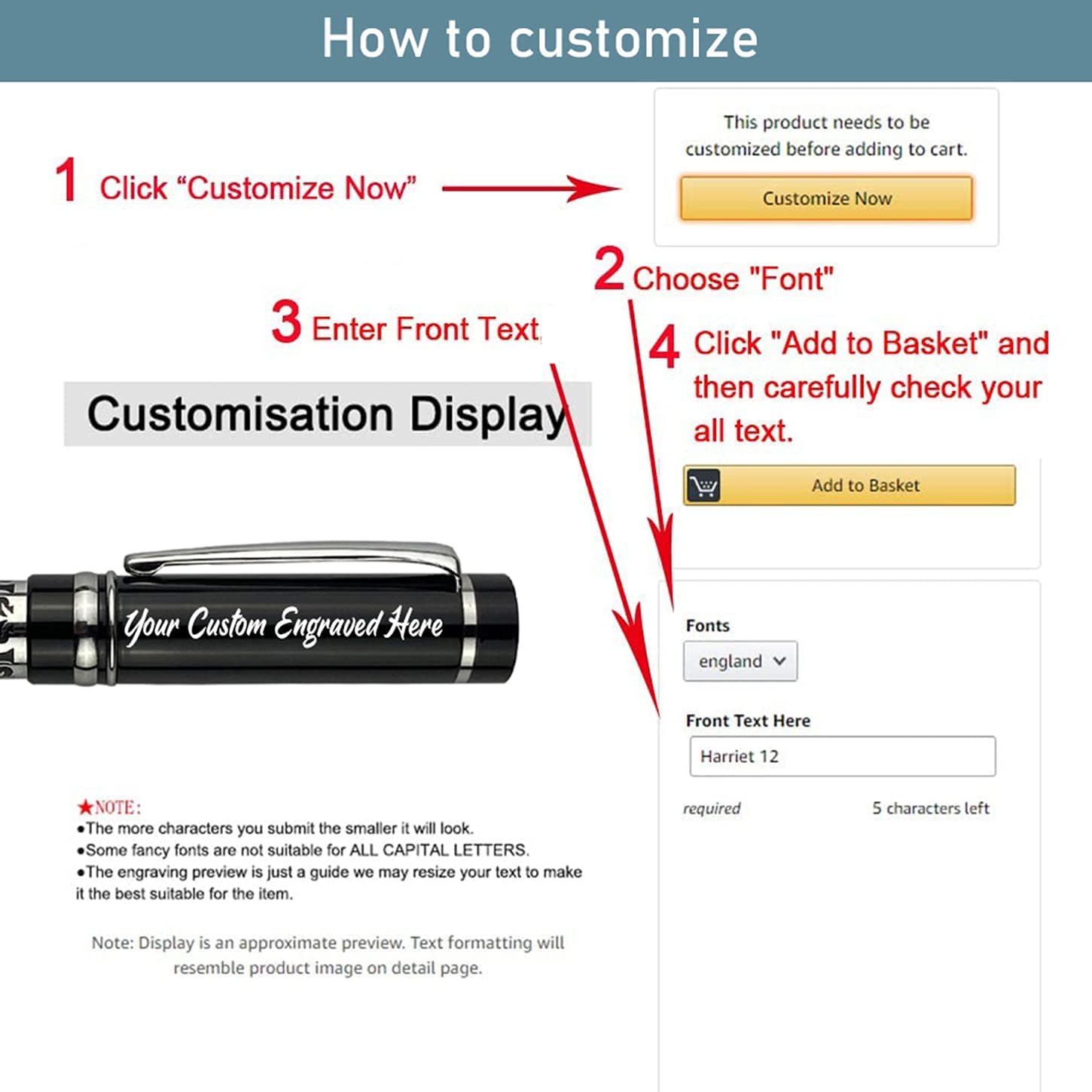 Ancolo Custom Personal Office Pens 10 Ink Refill - Quality pens Fine point -Engraved Team Name, Phone Number, Message Gift for Bank, Office, Business Hotel Lobbies 5 Pack/Set