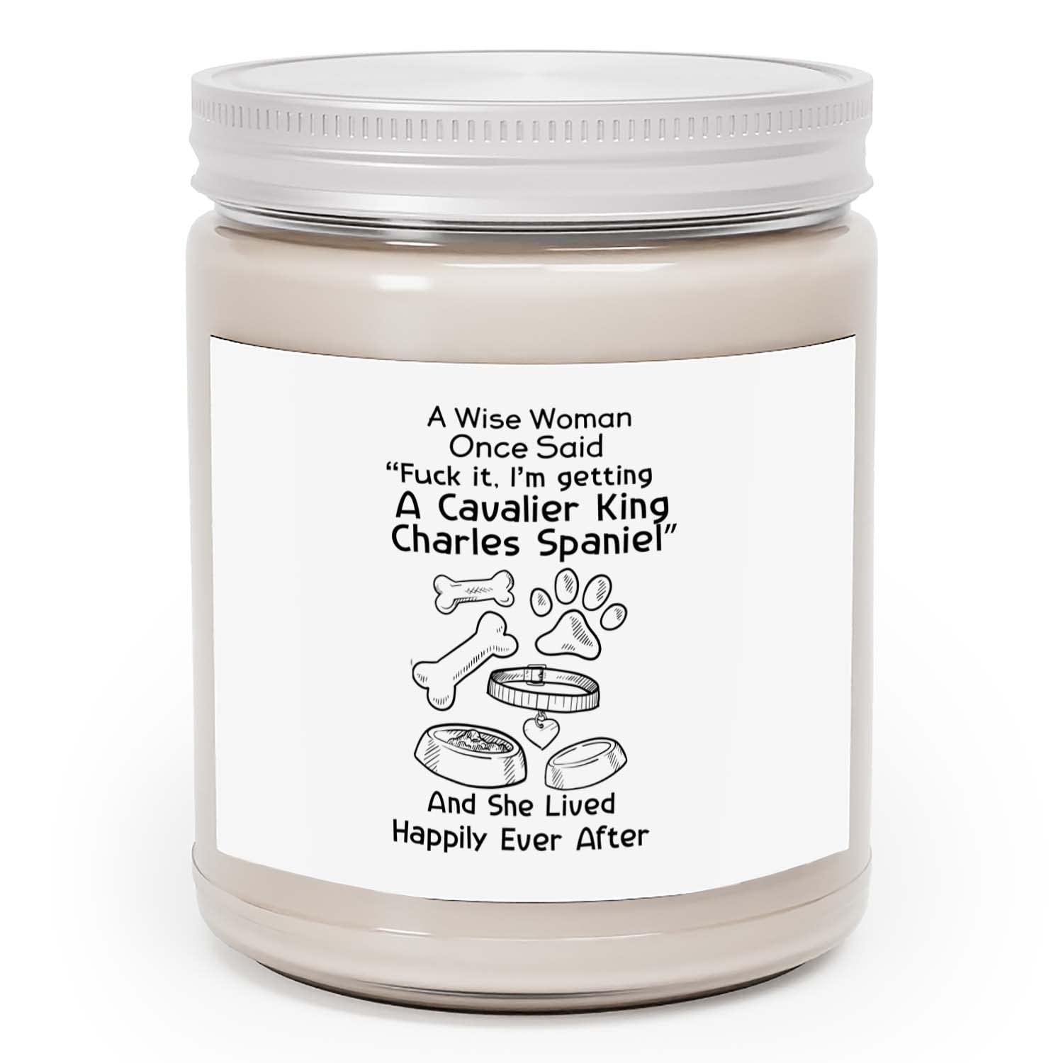SuperTen Cavalier King Charles Spaniel Gift - A Wise Woman Getting A Cavalier King Charles Spaniel and Lived Happily Funny Candle for Birthday, Anniversary, Fathers Mothers Valentines Day