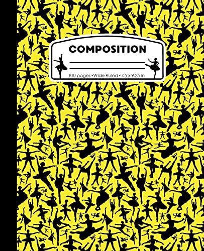 Composition: Ballet Yellow Marble Composition Notebook. Wide Ruled 7.5 x 9.25 in, 100 pages Ballerina Dancer book for girls, kids, school, students and teachers image 2