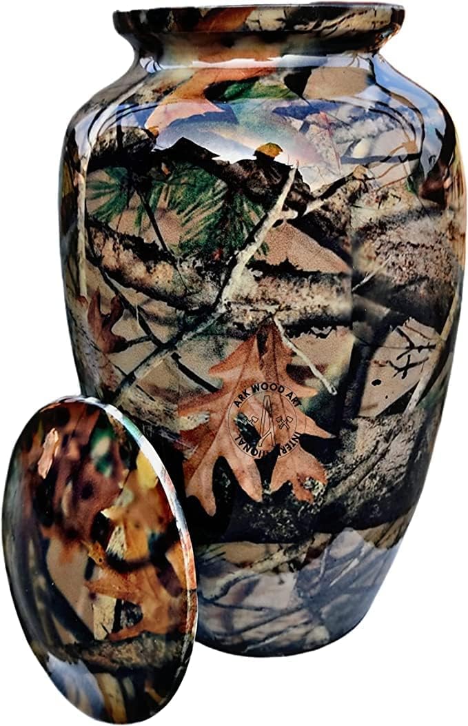 Urn for Human Ashes Antique Vintage Style Moisture Proof Home Decorable Leaf Printed Attractive Memorial Cremation Urns Strong & Durable Ideal for Gifting by A-F Luxury Handicraft image 2