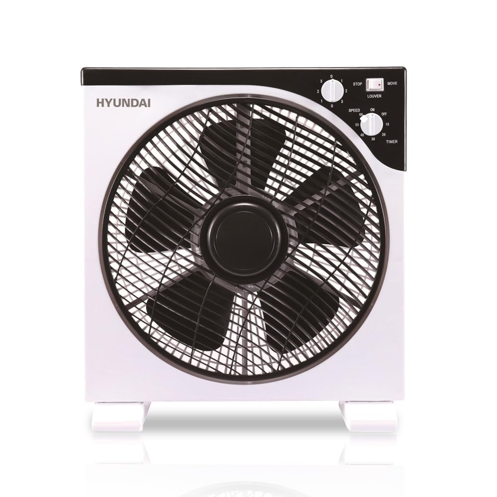 Hyundai Ventilador de Cajón Blanco, HYBF30B. 3 Velocidades, Temporizador de 120 min, 5 Aspas