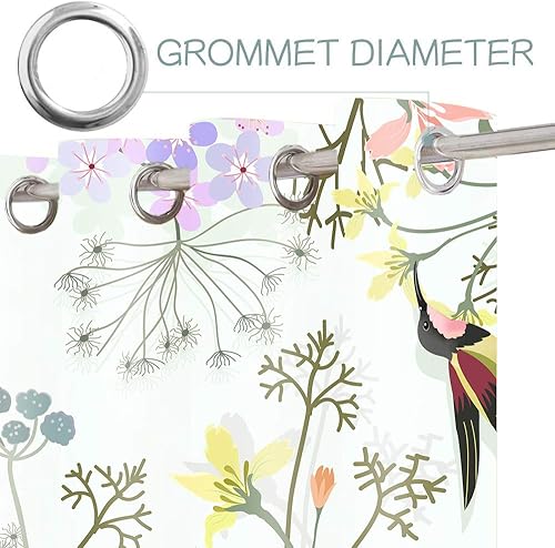 Miniatura 5 de CLWYMN113 - Cortina de ventana con estampado floral de pájaros en rama, con ojales, para oscurecer la habitación, para habitación, sala de estar,