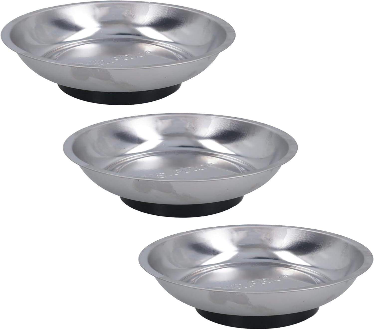 3 Pack Magnetic Parts Tray Dish Storage Holder Circular Round Stainless Steel 6" AT704