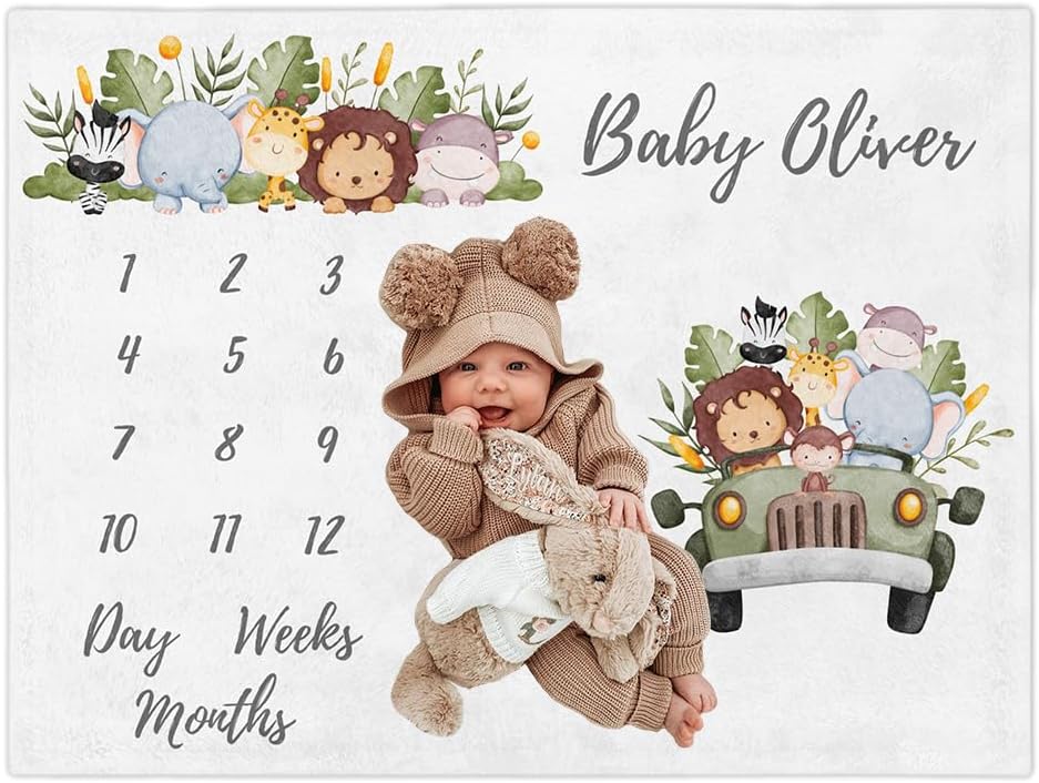 KOLMALK Baby Monthly Milestone Blanket Premium Fleece Baby