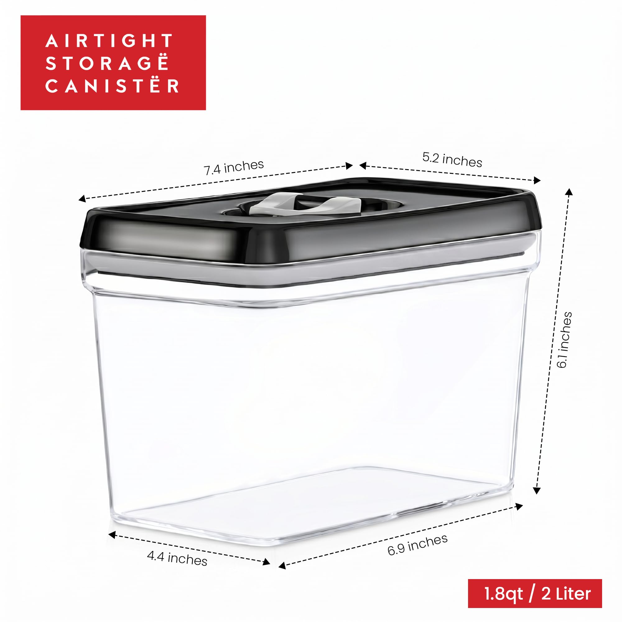 DWËLLZA KITCHEN Frischhaltedosen, luftdicht, für Speisekammer, Snacks, Küche, Backzubehör, 1.8 kg, Zucker- und Mehlbehälter, 4-teiliges Set, alle gleiche Größe, BPA-frei, hält frisch und trocken