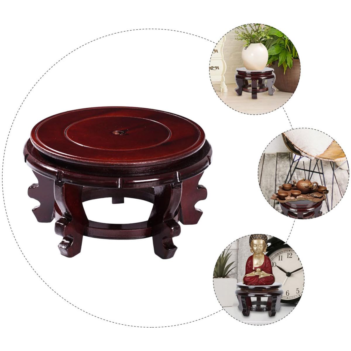Levemolo Soporte de Madera Maciza para Plantas en Maceta 24 Cm Diámetro X 12 Cm Alto, Base Redonda Resistente para Maceteros, Jarrones y Figuras Decorativas, Elevador Estable para Interior