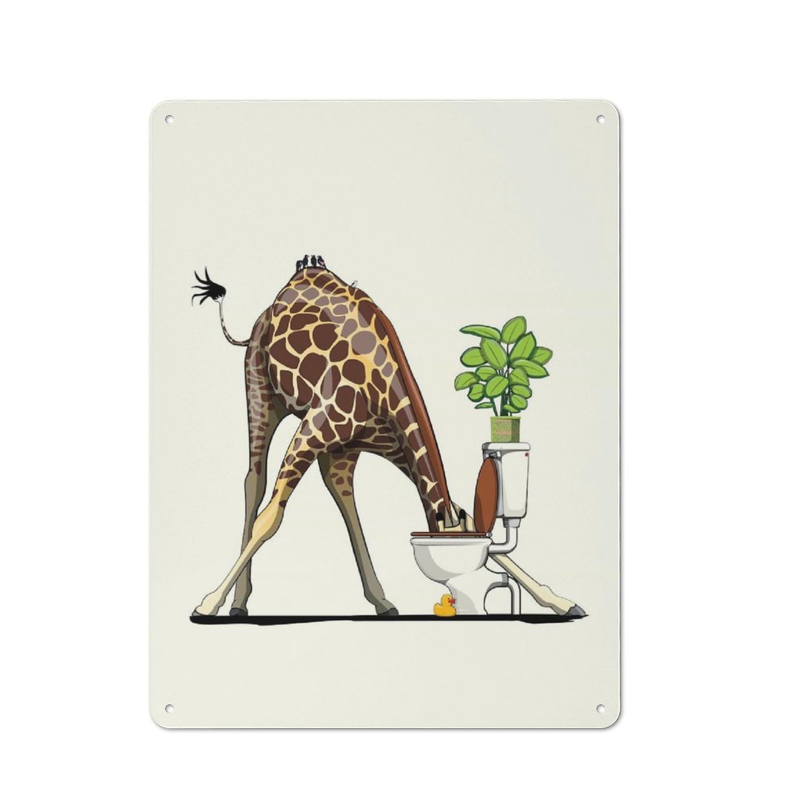 Junmoney Giraffe Drinking In Toilet Classic Tin Wall Sign 40X30cm, Diner Style Decor For Coffee Bar, Kitchen, Bistro Or Tea Corner