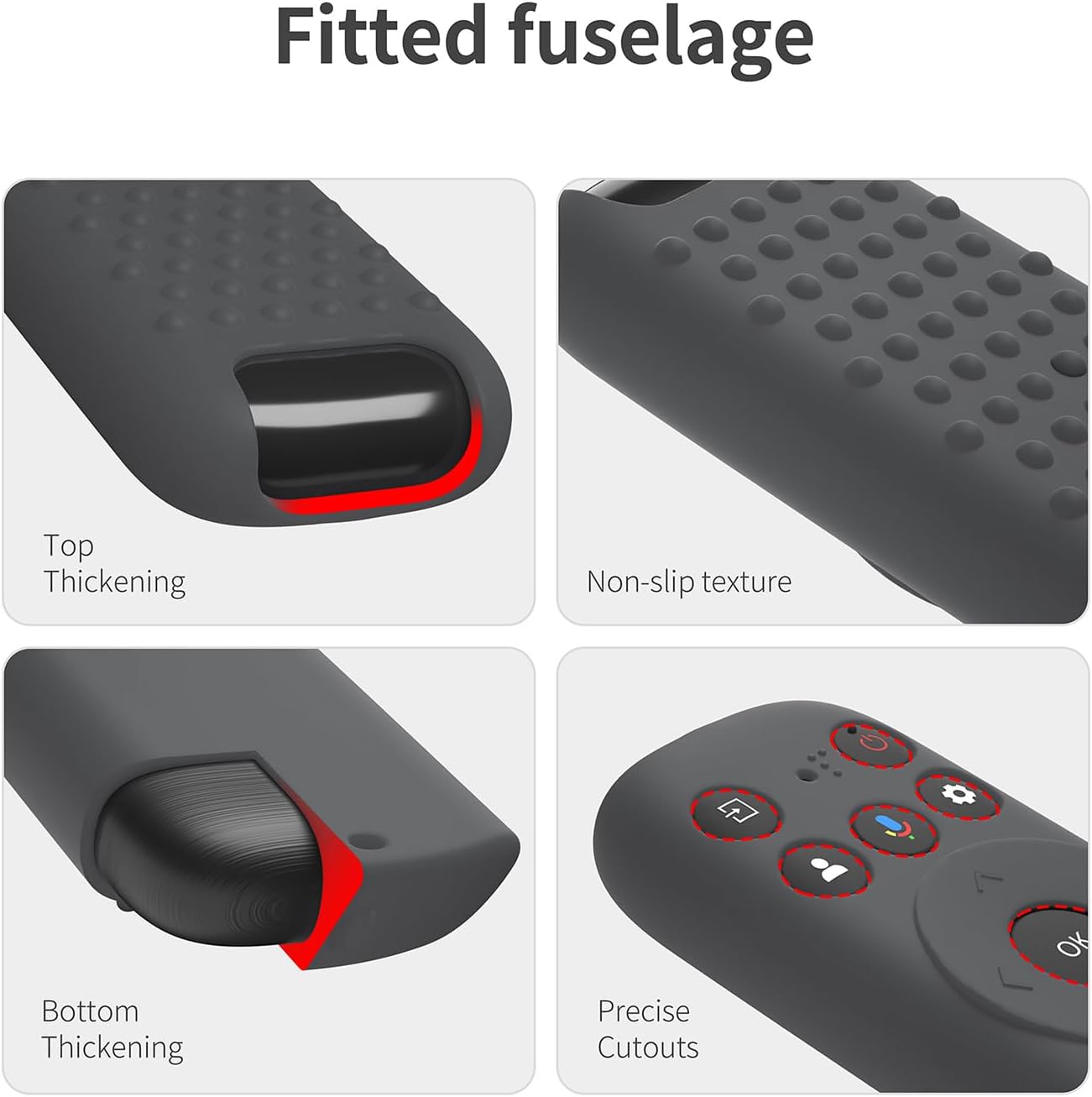 Silicone Remote Cover for TCL RC813 FMB1/RC923 FMB3 Smart TV Remote Silicone Protective Case for TCL RC813 Remote Control Cover with Lanyard (Dark Grey) image 4