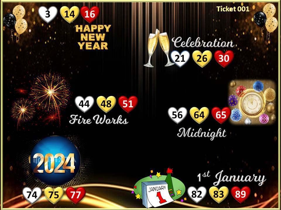 Image of Happy New Year Black Theme Tambola Tickets 2026 | English | Fun & Engaging Cards for New Year Celebrations & Kitty Parties - Bingo Housie Game (Set of 15 Tickets)