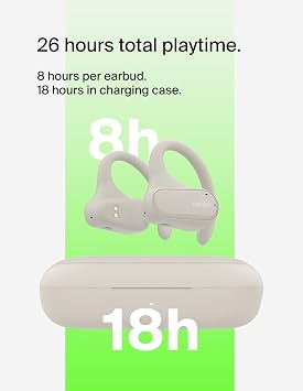 Belkin SoundForm ClearFit Wireless Open-Ear Earbuds, Lightweight Sport Earphones, Bluetooth Earbuds w/Long-Lasting Comfort, IPX5 Water Resistance for iPhone, Hiking, Biking, Running, More - Sand