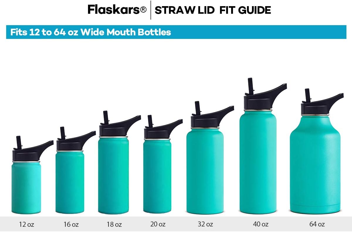 Flaskars Straw Lid with Handle for Hydro Flask Wide Mouth Sports Water Bottles