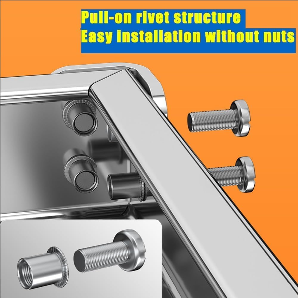 Carrello multiuso a 3 ripiani in acciaio inox con grande vassoio e ruote di bloccaggio, capacità di 300 kg per cucina, officina, magazzino