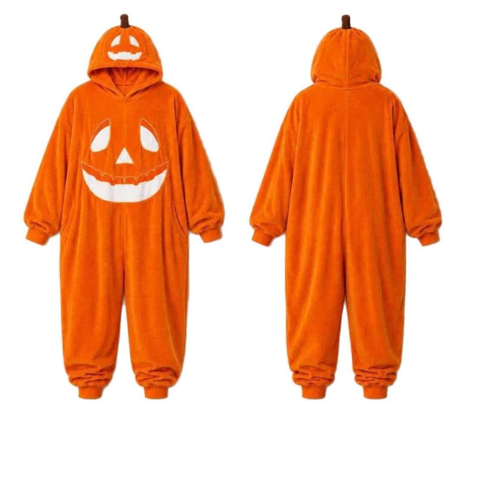 Pijama de Calabaza para Adultos Disfraz de Halloween | Disfraz de Mono con Capucha de Felpa, Regalo Festivo de Calabaza, Calabaza de Halloween, Mono de Una Pieza