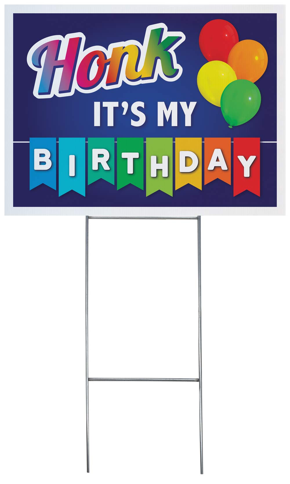 Calendars and MoreHonk It’s My Birthday Lawn Yard Sign with Stakes - Large 18x24 Colorful Double Sided Quarantine Happy Birthday Sign (1, Honk It's My Birthday w/Yard Stake)