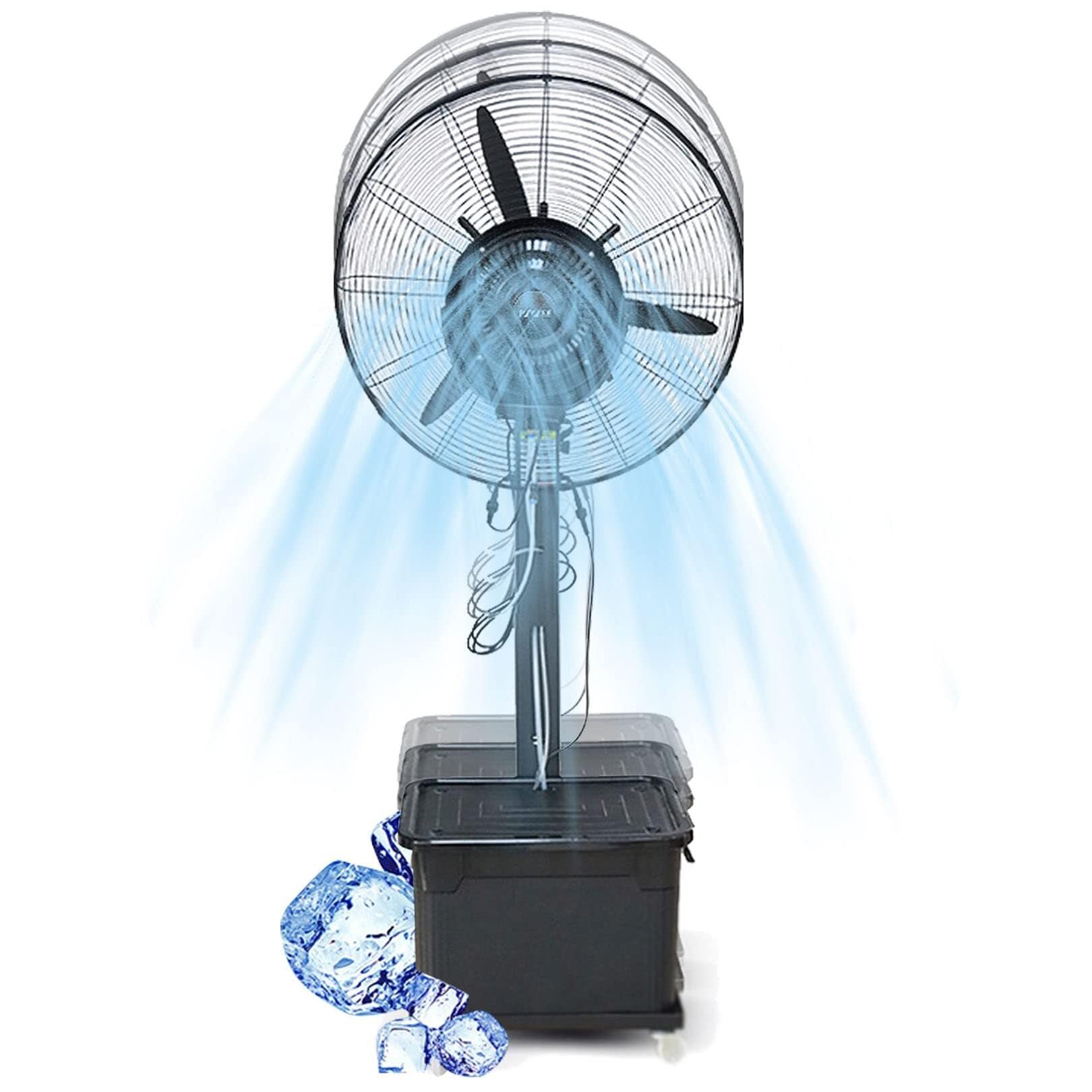 JKJZSALJ Outdoor Misting Pedestal Fan With Adjustable Height,42L Tank,3 Speeds,Oscillating Floor Fan For Patio,Garden,Backyard Cooling