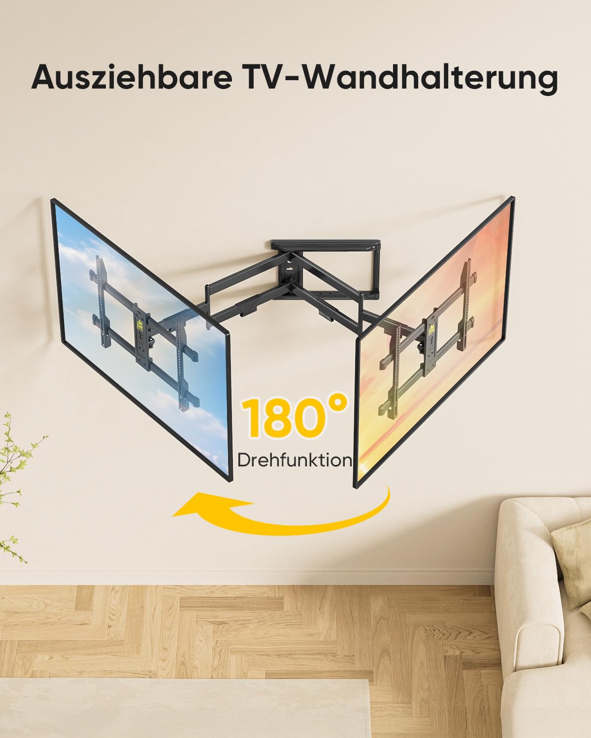 FORGING MOUNT Uchwyt ścienny do telewizora o długim zasięgu, narożny uchwyt na telewizor do telewizorów 37–75 cali, przedłużenie 765 mm, długie ramię, uniwersalny uchwyt ścienny do telewizora, pełny