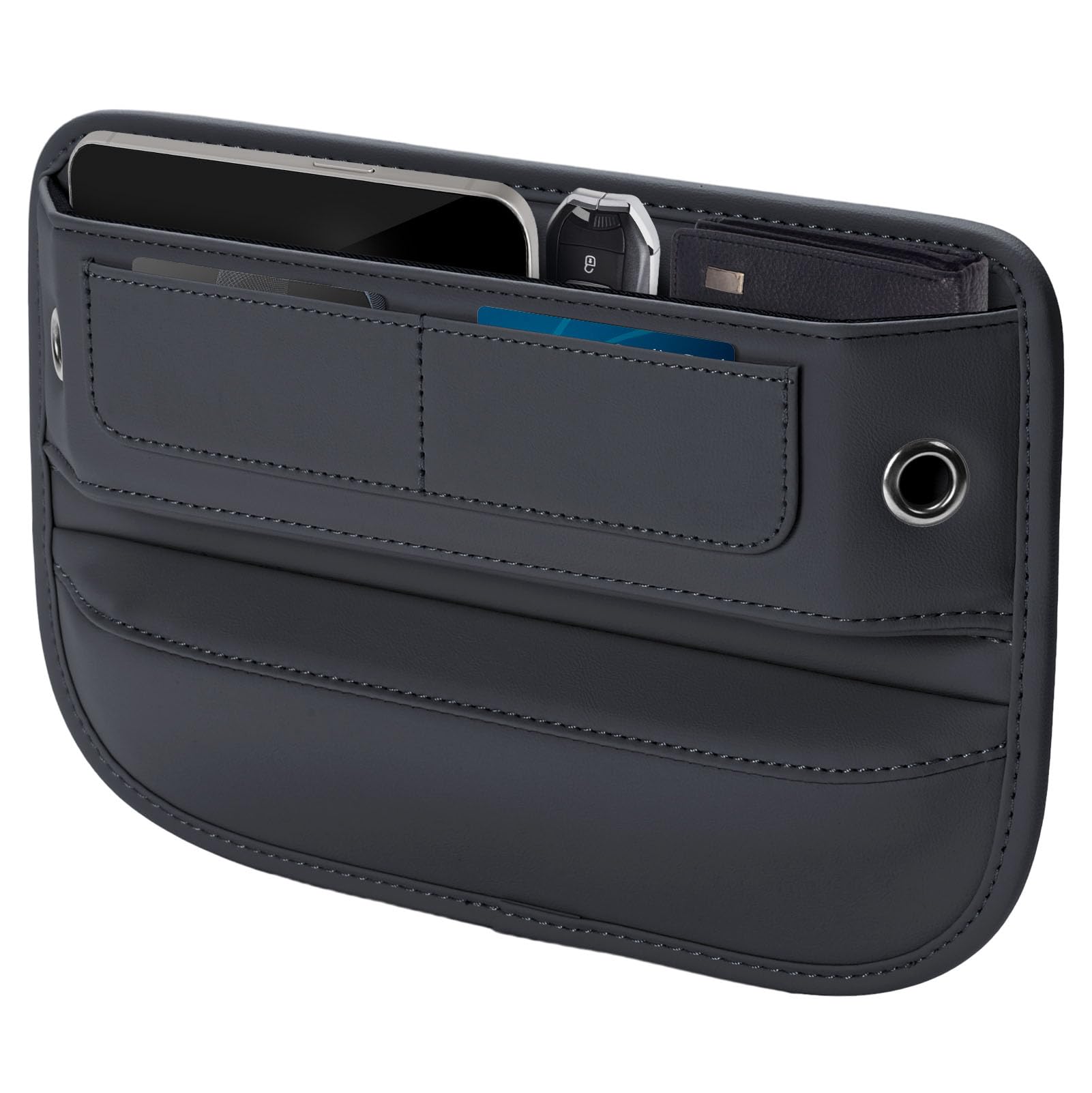 Owntow Universal Fit Car Seat Gap Filler Organizer, Premium Leather Car Organizers and Storage Car Accessories for Women/Men, Adjustable Gap Filler for Car SUV Truck (Black, 1 Pack)