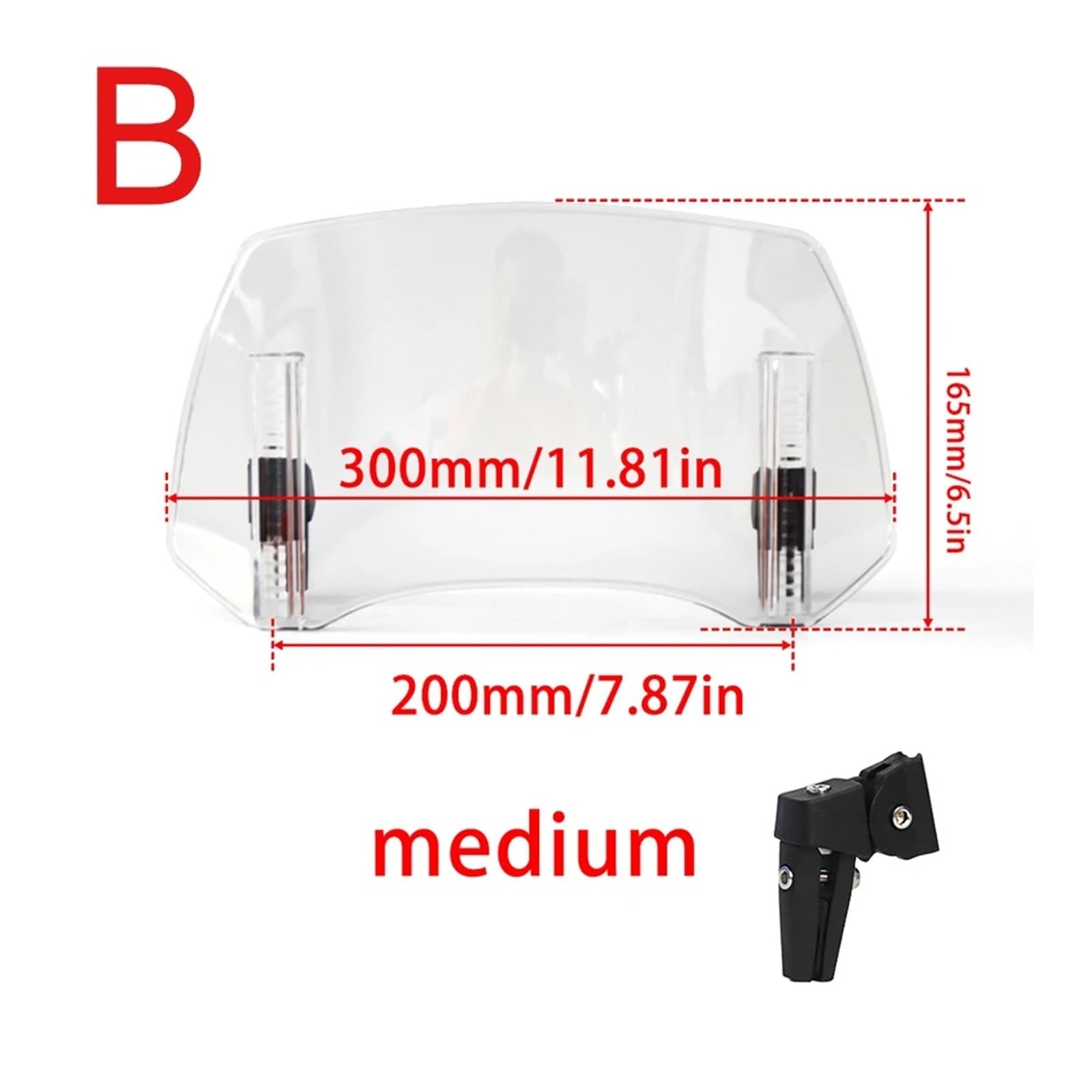 Przednia szyba motocyklowa Pasuje do YAMAHA, Pasuje do HONDA, regulowany spojler na przednią szybę motocykla(B Medium Transparent)