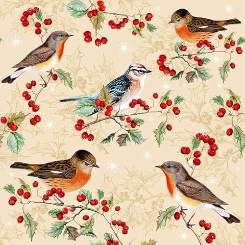 20 Napkins Birds on Branches as Table Decoration for Lovers of Animals and Forest 33 x 33 cm Cover
