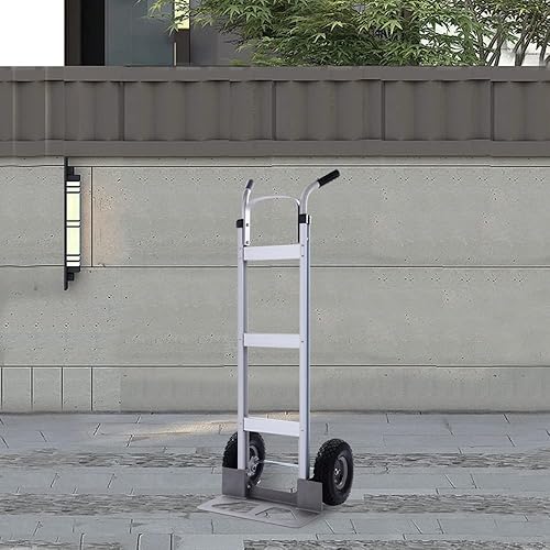 Vista 7 de LEADALLWAY Camiones de mano de aluminio resistentes con ruedas inflables de goma de 10 pulgadas, 2 ruedas Dolly de 550 libras de capacidad 550