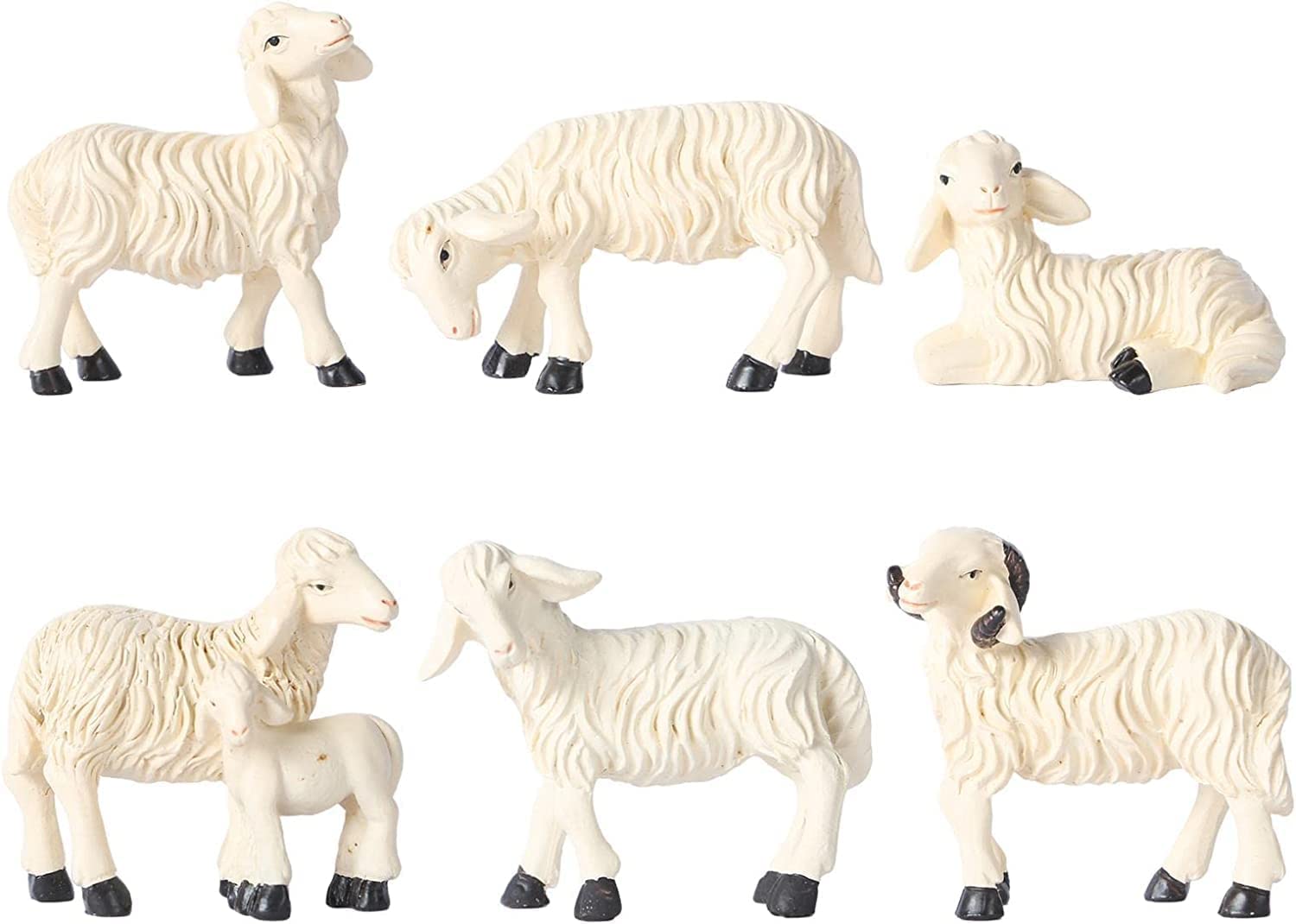 Figurín para jardín,Figurita para Mesa de Bar, decoración de jardín para Escultura, Adornos para el hogar, 6X casa de muñecas, figurita de Oveja en Miniatura, Accesorios para jardín y césped