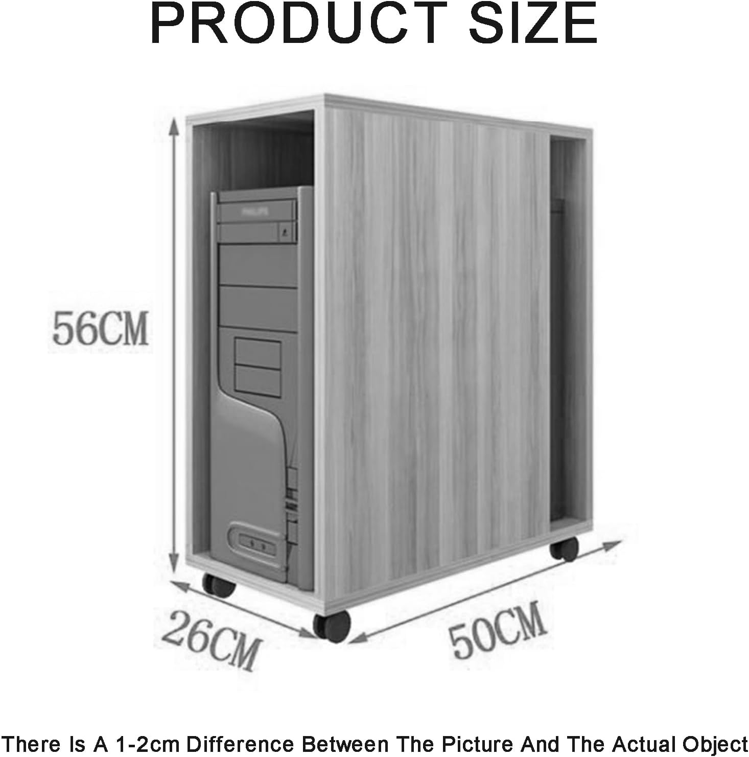 Computer Tower Stand,Wooden CPU Holder Cart with Wheels,Max Load 220 Lbs,for Carpet Home Office(Color3)