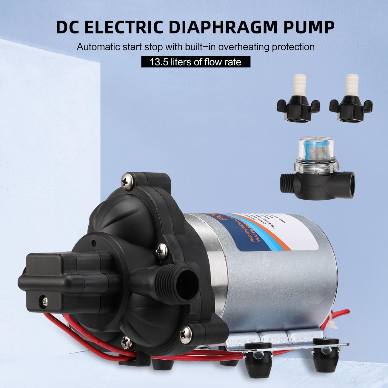 GEARMONSTER Wasserpumpe DC 12V 3,1 bar 45 PSI Selbstansaugende Druckpumpe Membranpumpe mit Druckschalter 3,0 GPM Wasserpumpe für Wohnmobil, Wohnwagen, Yacht, Garten, Camper