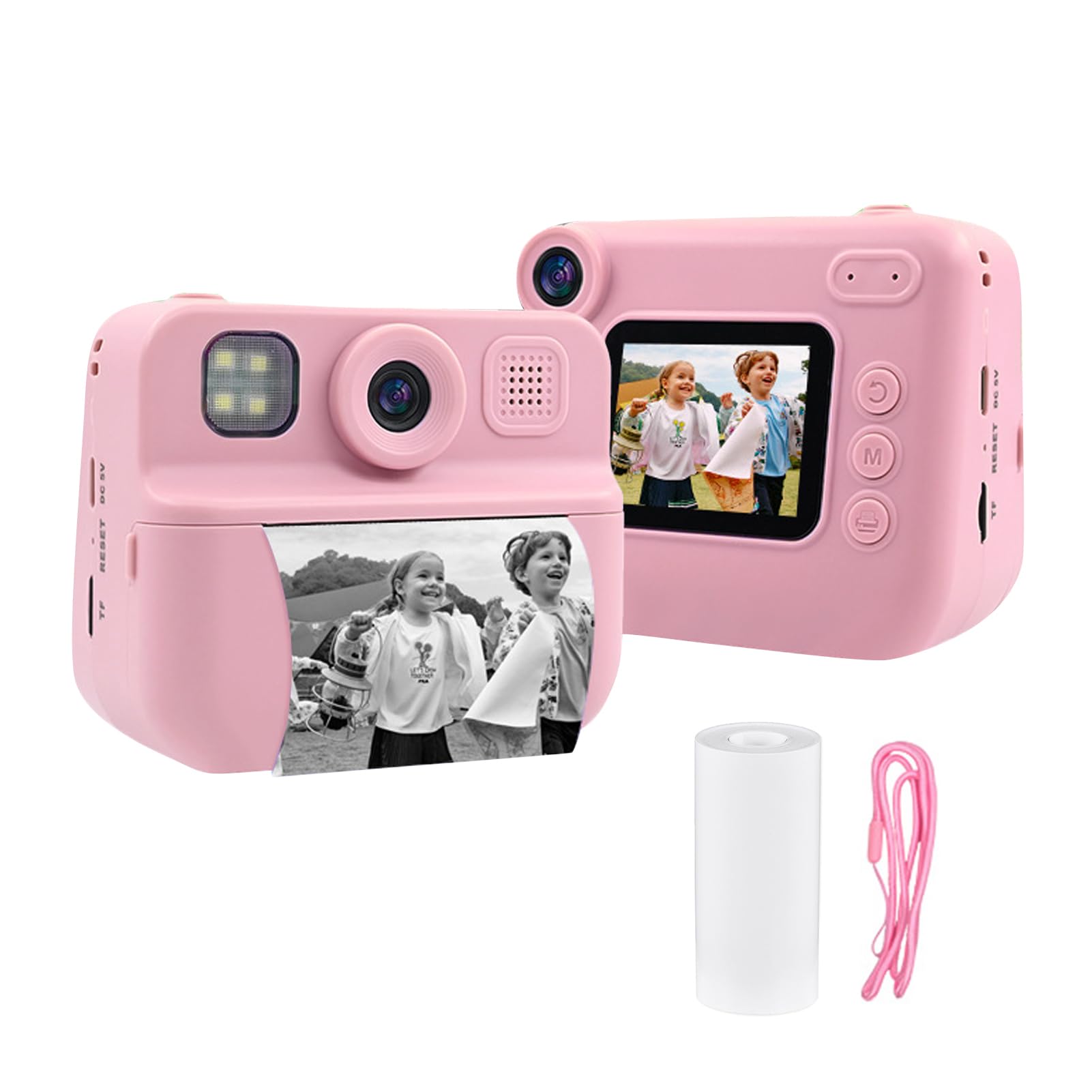 Andoer Fotocamera istantanea per bambini, fotocamera digitale per bambini con carta da stampa, 2,0 pollici, telecamera da viaggio per ragazzi e ragazze 3-14 anni (rosa)
