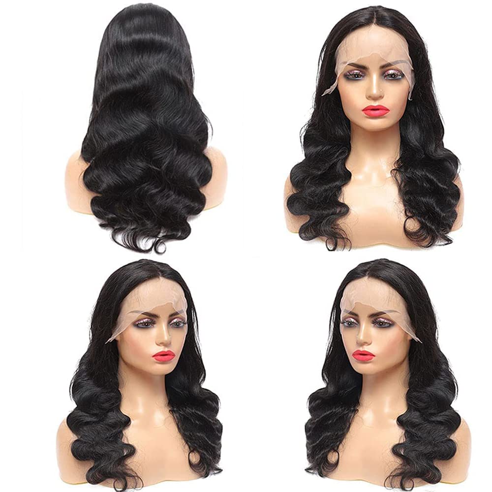 Lace Front Wigs Human Hair Body Wave 13x4x1 T Part Medium Pre Plucked Bleached Knots Brazilain Real Indian Thick High Destiny Medium Part Glueless 13x4x1 Lace Wigs Baby Hair Natural Color 16 Inch - Image 3