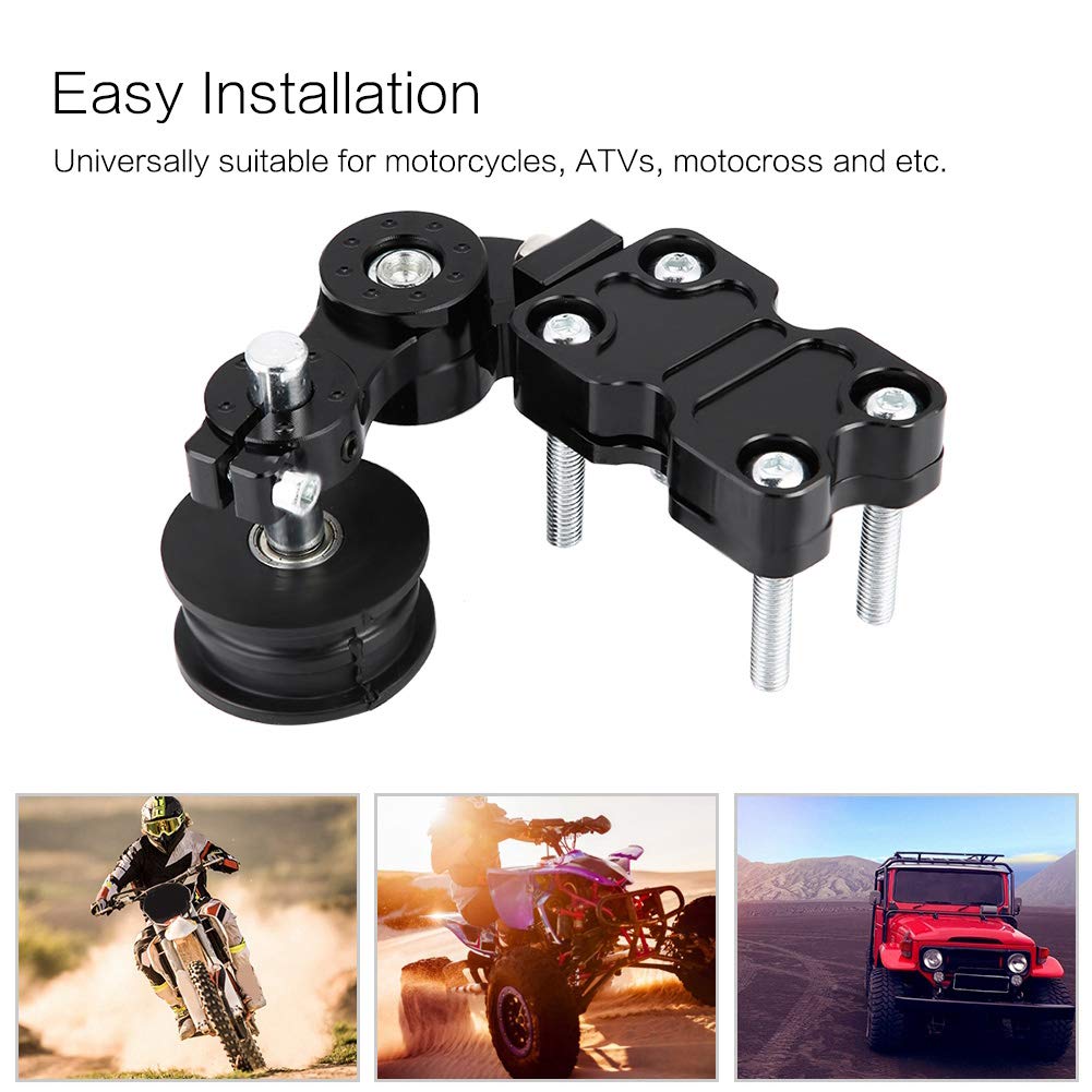 Qiilu tendeur de Chaine Moto Gold Tendeur de Chaîne en Aluminium pour Moto Boulon de Réglage Automatique sur L'outil de Rouleau Tendeur de Chaîne de Vélo Noir (Noir)