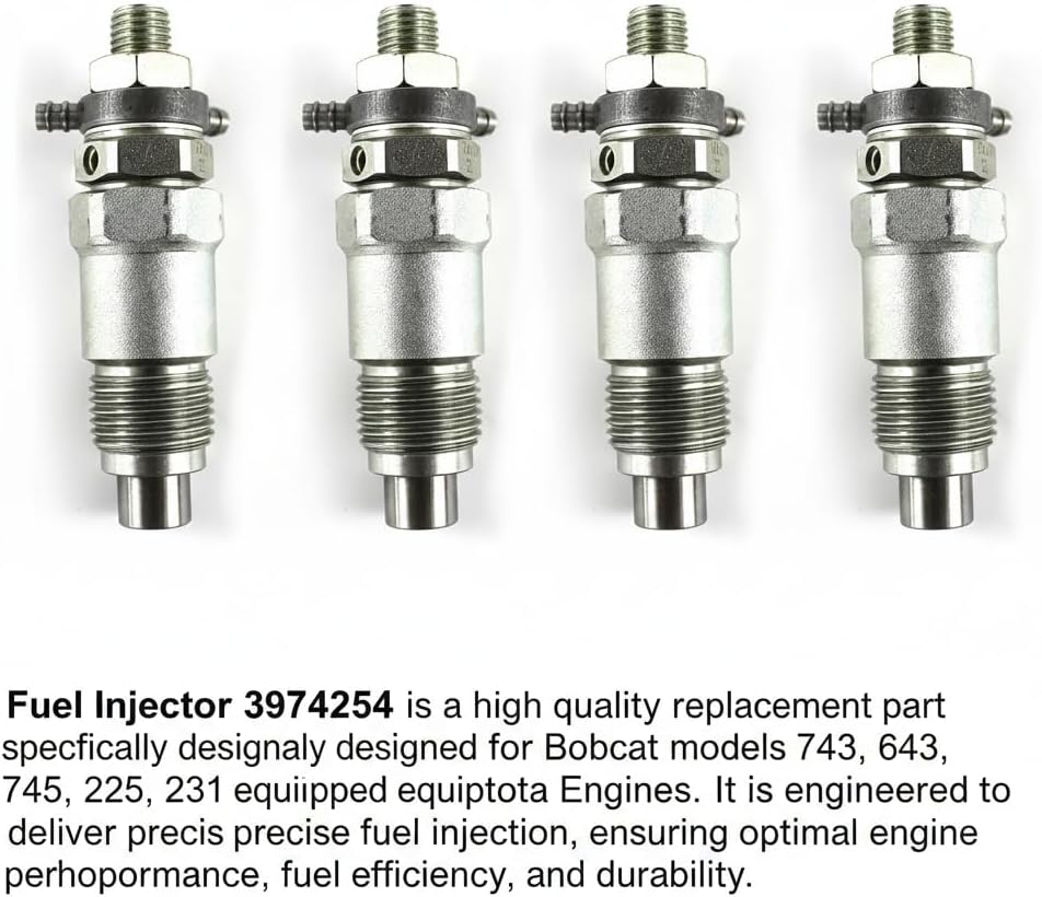 3974254 Fuel Injectors Set of 4, Replacement for Bobcat 743 643 645 225 231 with Kubota Engine D1402 V1100 V1902 D950, 4Pcs Diesel Injector 15271-53020 15221-53140