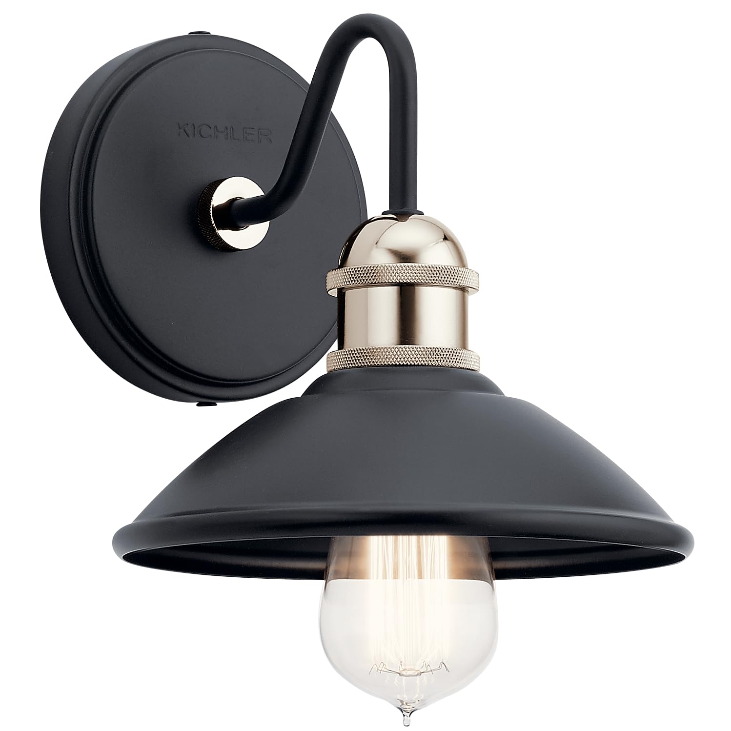 Kichler Clyde 7.5" 1-Light Wall Sconce Light, Black