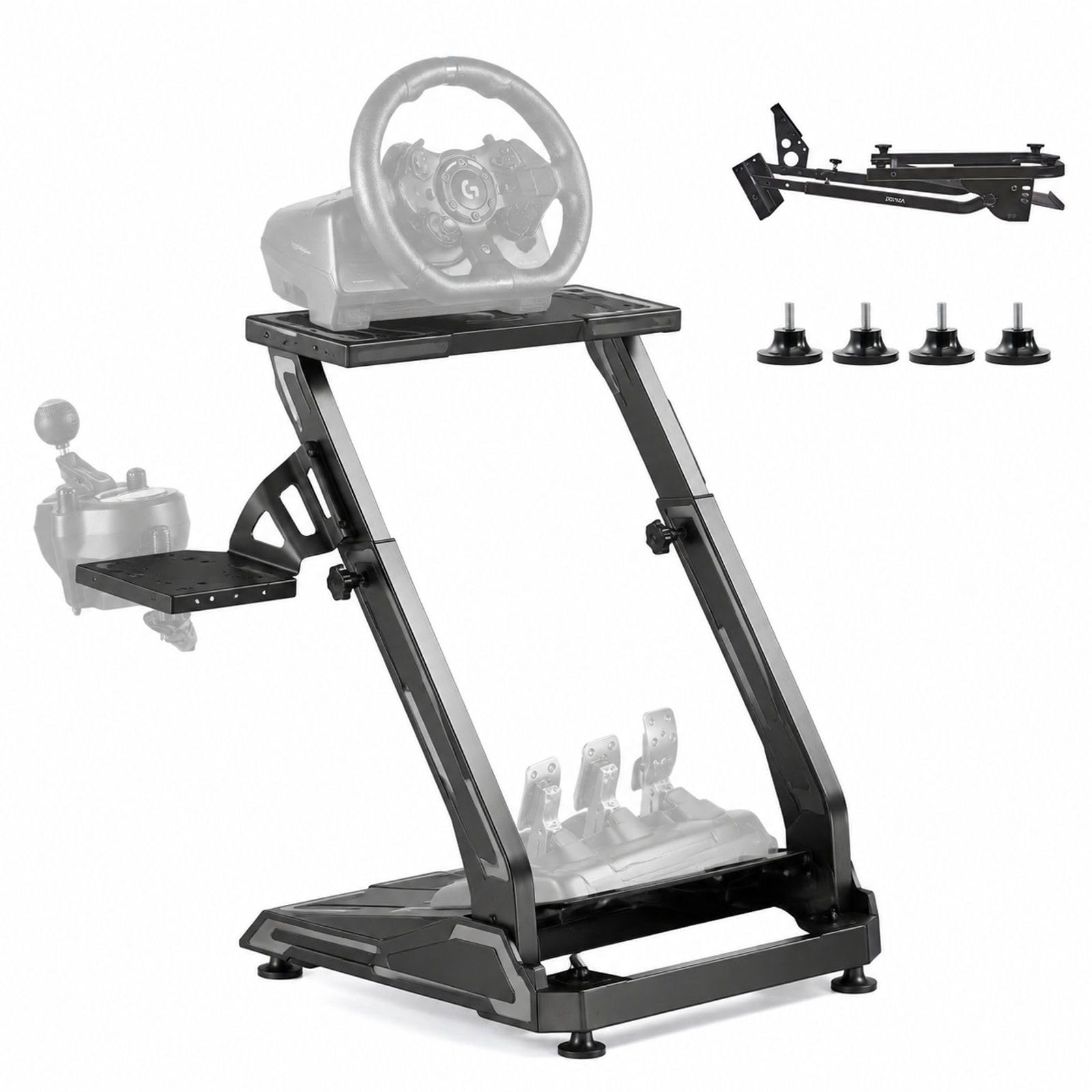 Support de volant de course pliable et réglable avec support pour pédalier, cockpit de simulation de conduite pour jeu de course, pédales non incluses