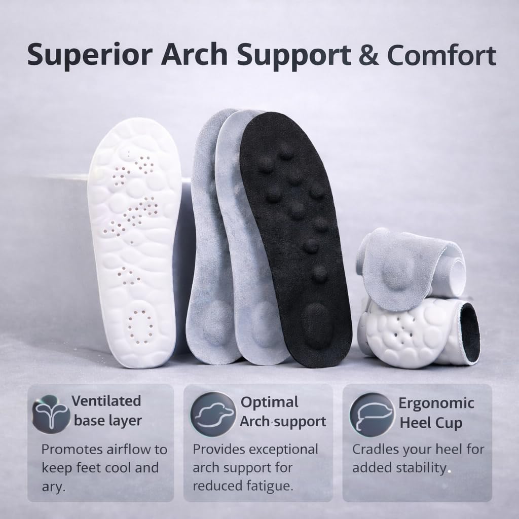 Cloud Insoles for Men Women, 2026 4D Cloud Comfort Boosting Massage Insole, Comfy Insole with Plantar Fasciitis Relief for Men and Women (Black, Men 10.5-11 | Women 12.5-13-(290mm)) - Image 4