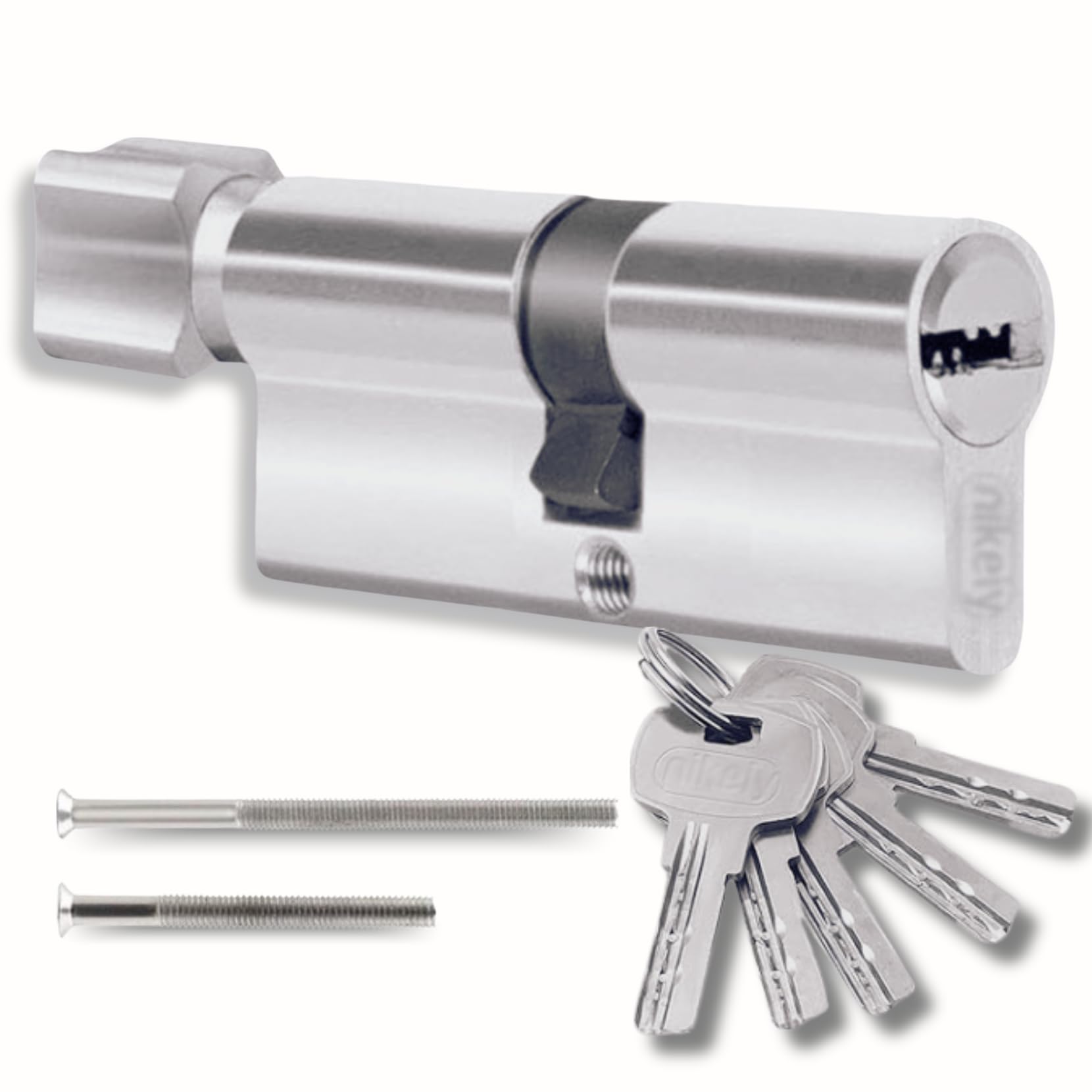 Lock Cylinder 30/30mm with 5 Single Keys, Profile Cylinder with Knob