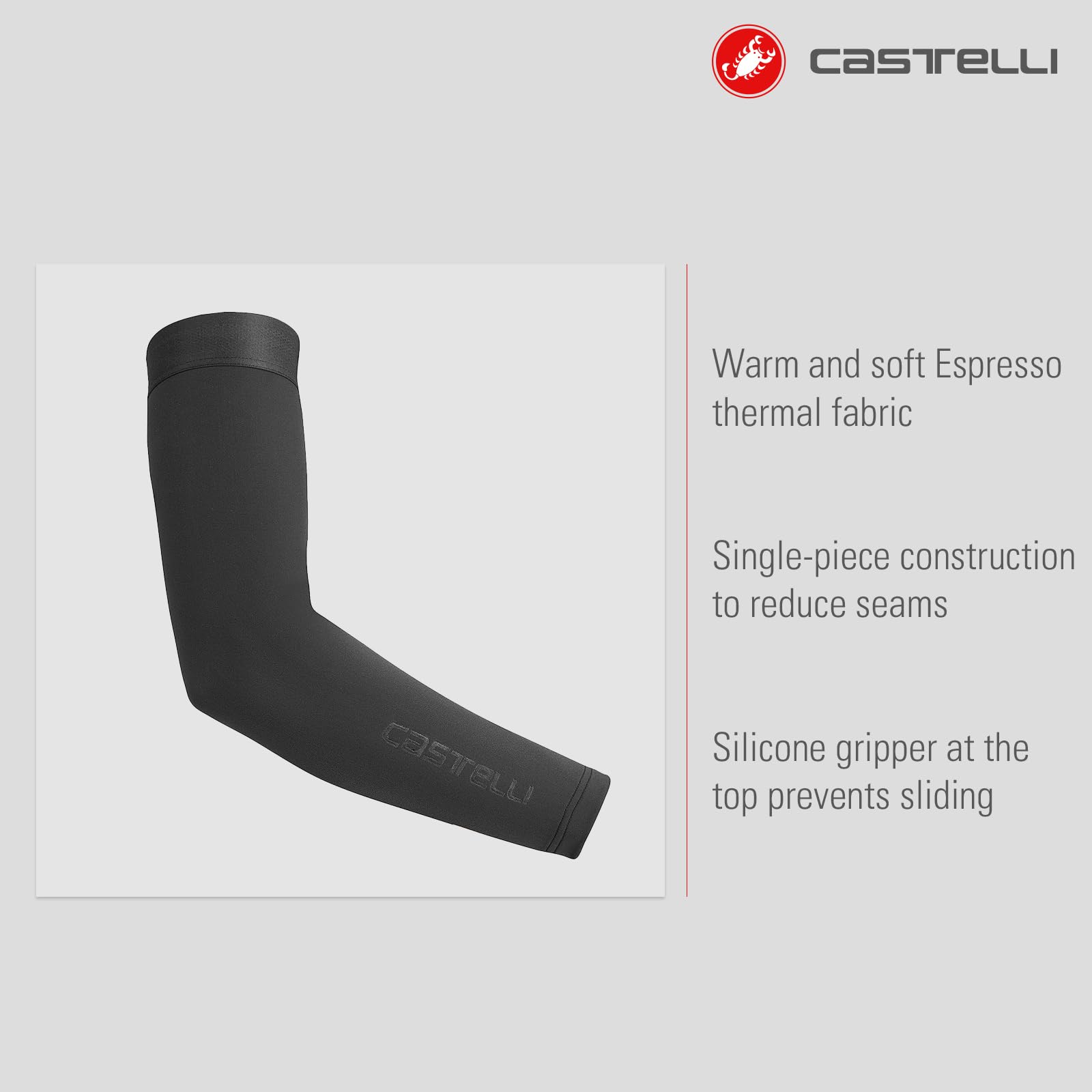 CASTELLI Calentador de brazos unisex espresso, ropa de ciclismo y protección para ciclismo de carretera y grava, hombres y mujeres