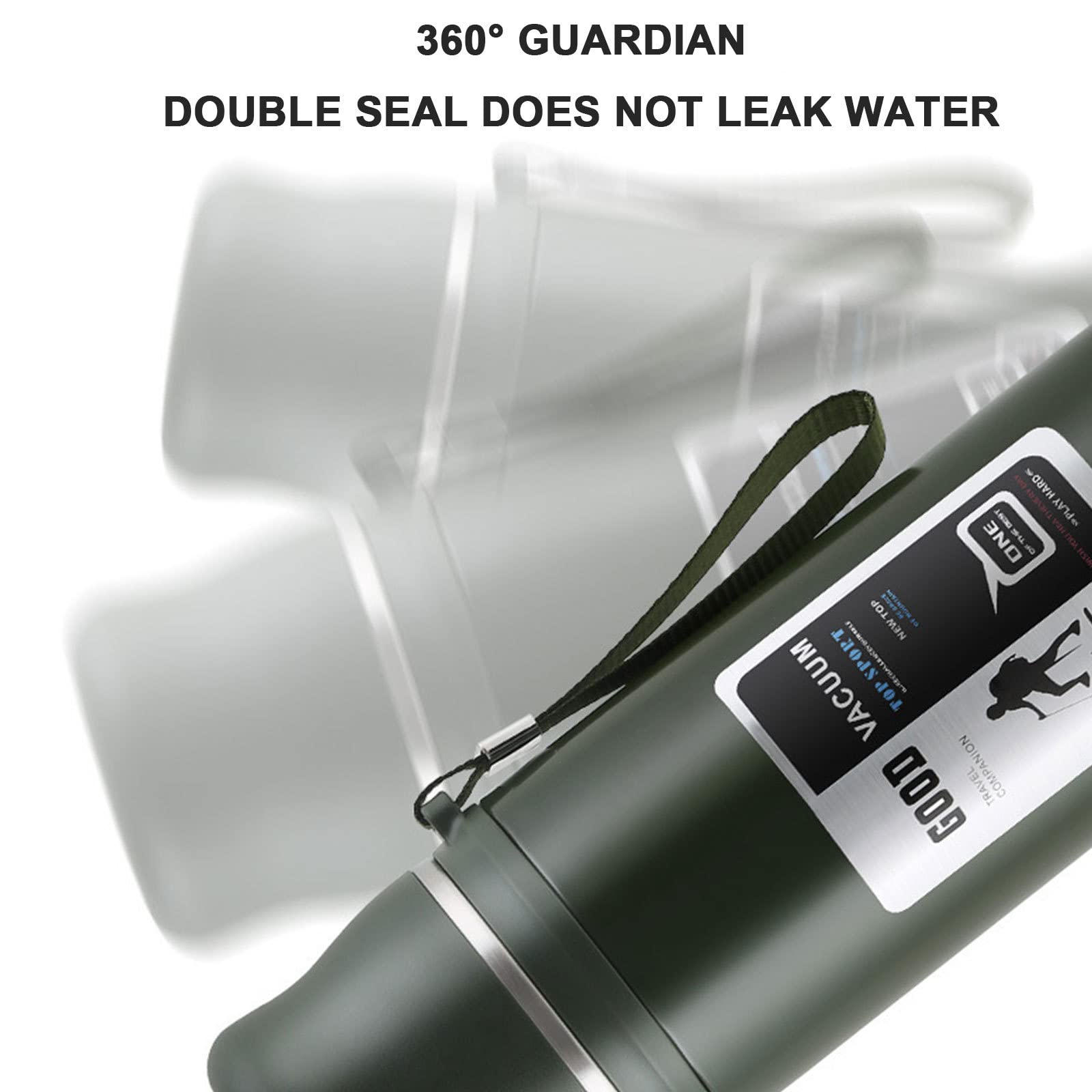 Trinkflaschen Isolierflasche 1L, Doppelschichtige Wasserflasche aus Edelstahl 304, 24 Stunden warm halten, Outdoor Durable Portable Travel Mug Camping Wanderflaschen,Metallic