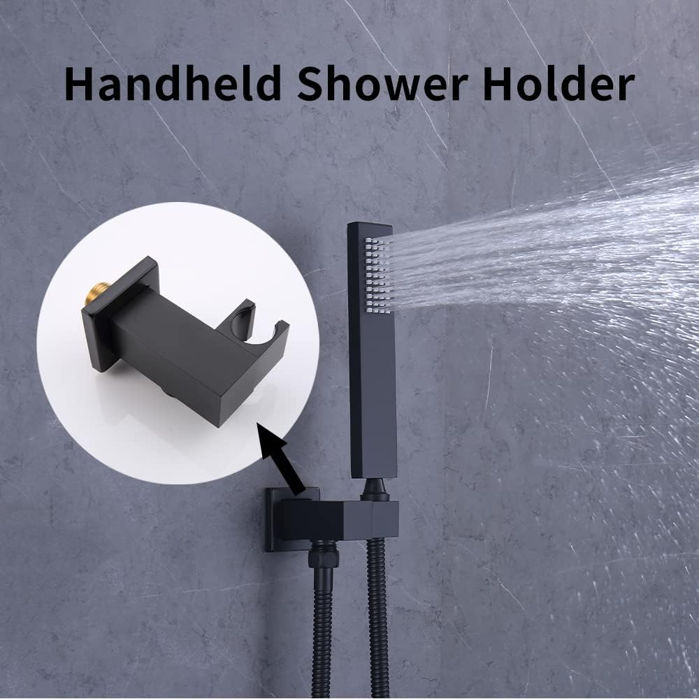 AYIVG Bathroom All Brass Wall Mount Adjustable Hand held ShowerHead Holder Bracket , Black Finish image 2