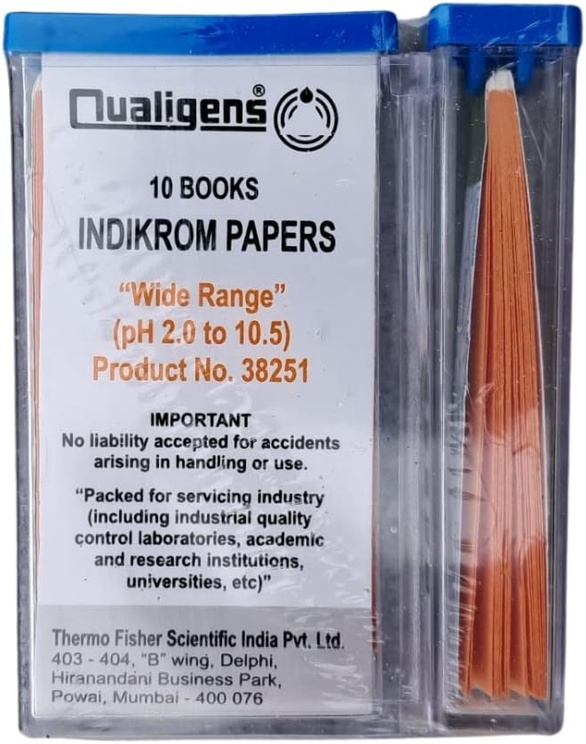 AANIJ® INDIKROM PAPERS Qualigens wide range pH 2.0 To 10.5 PH Indicator Papers Full Range 10 book (200 Strips)