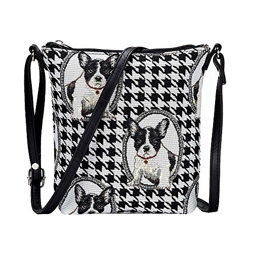 Signare Tapestry Small Crossbody Bag Sling Bag for Women with French Black and White Bulldog Design (SLING-FREN)3