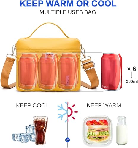 Miniatura 5 de NOL Natural Organic Lifestyle - Loncheras reutilizables aisladas para adultos, ligera, de nailon, impermeable, con correa ajustable extraíble, bolsa