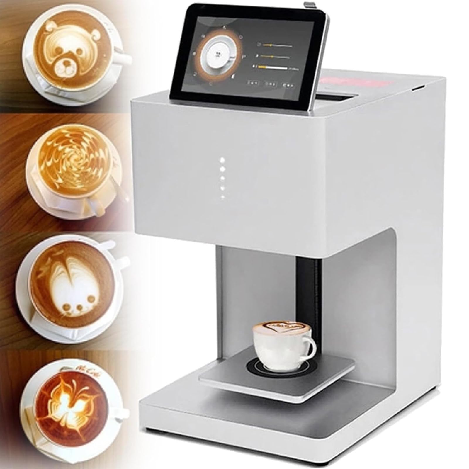 Stampante 3D per Latte Art,Wifi,Stampa Fotografica,Display Touch Screen,Stampante per Caffè Latte Art Qualità Alimentare,Getto D'inchiostro Digitale,Design Fai Da Te Biscotti Macaron White-EBPro