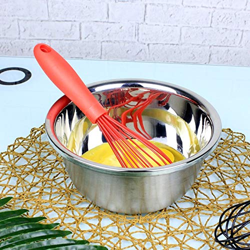 Fouet Rotatif Manuel Batteur à œufs Manuel - Acier Inoxydable Et Silicone - 26 Cm - Rouge - Pour Cuisine Batteur Rotatif