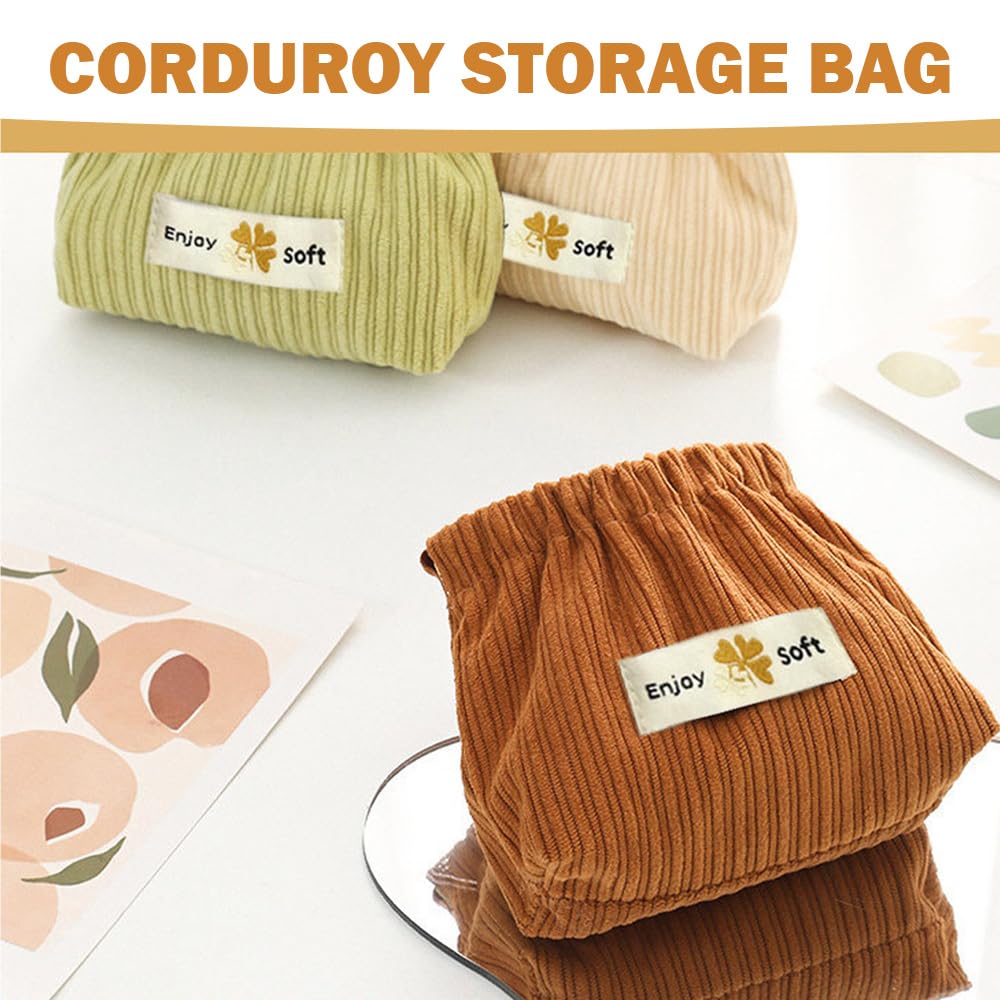 3 PCS Corduroy Elastic Hair Tie Organizer Portable Small Corduroy Organizer Fashion Corduroy Lipstick Storage Bag for Women Girls Cosmetics Lipstick Coin Jewelry - Image 3