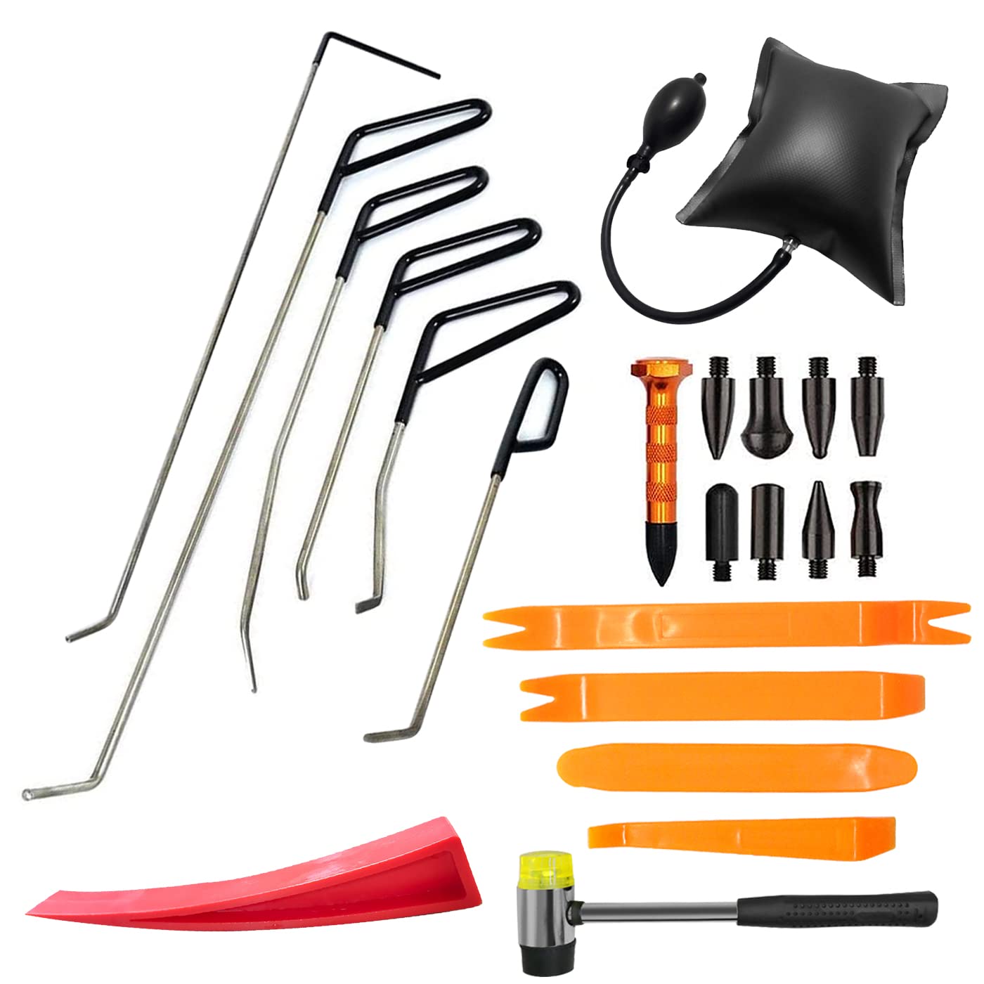 MENQANG Paintless Dent Repair Kit, Hail Repair Kit Paintless Dent Removal Puller Sets Car Door Dings Repair Hand Tools (18 Pieces)