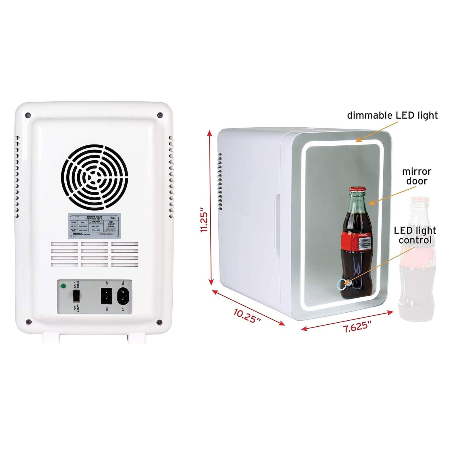 8L/12L Mini Nevera Cuidado Espejo LED AC/DC Enfriador Calentador para Coche